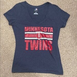 Minnesota Twins Short Sleeve V Neck Top Size Large